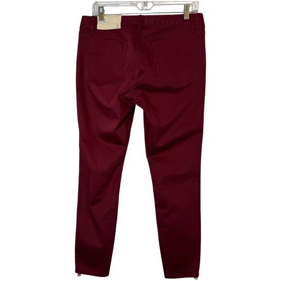 Loft Marisa Skinny Pants Zipper Ankle Burgundy Size 8P NWT - Picture 3 of 10